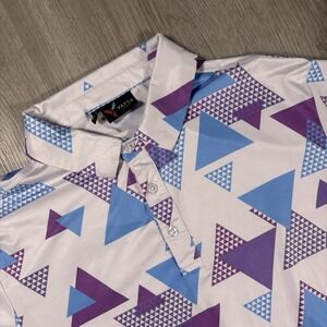 Yatta Mens Golf Polo Shirt Sz M Geometric Performance Stretch Short Sleeves